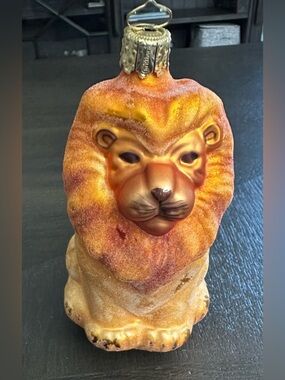 Vintage Christborn Glass Lion Ornament • Hand-Painted Germany • Rare Collectible